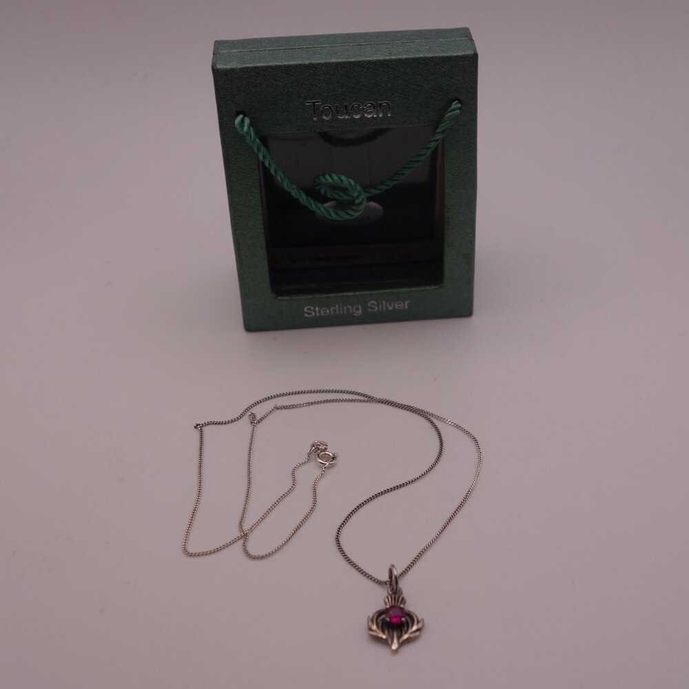 Toucan Sterling Silver Celtic Thistle July Birthstone Pendant Necklace 118 jul